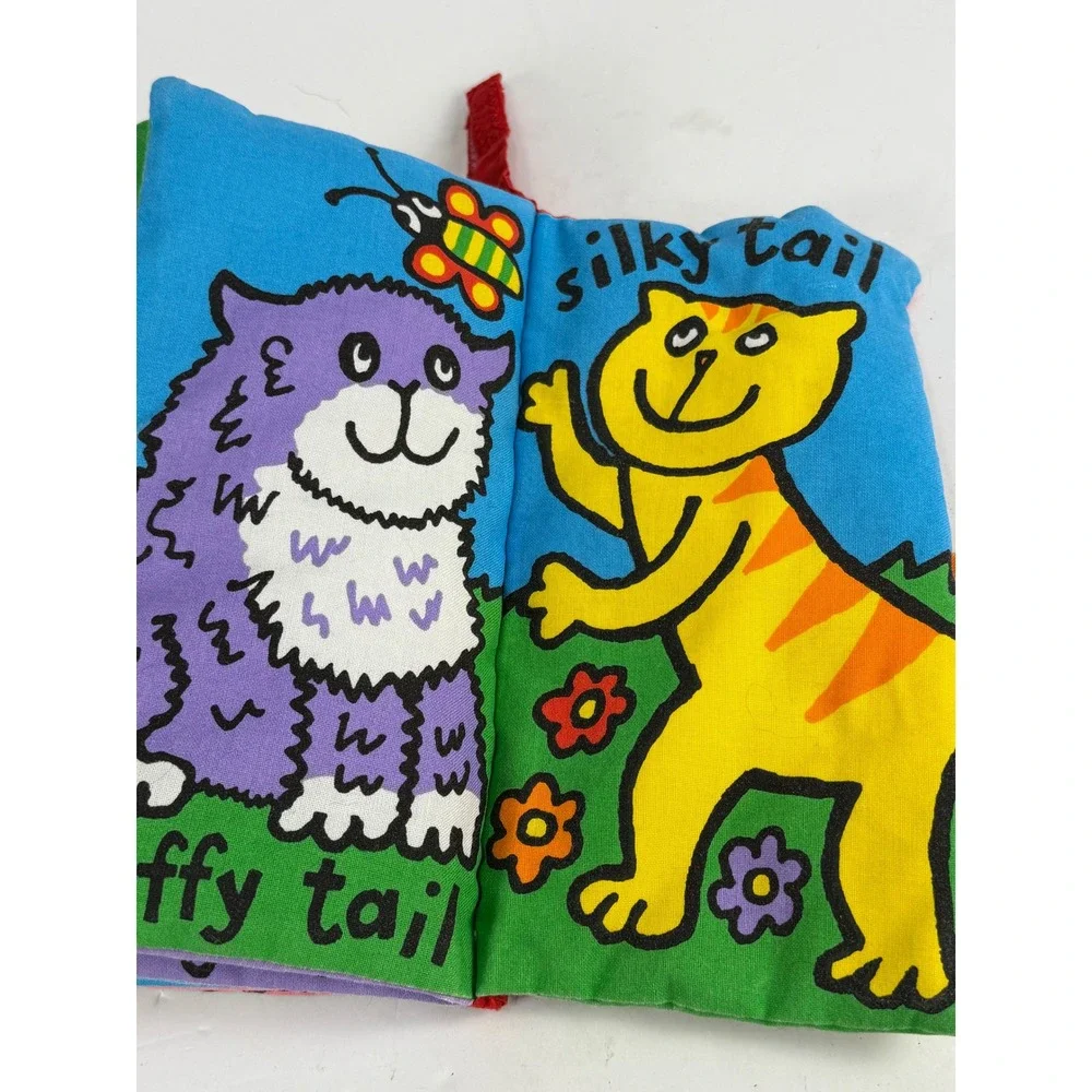 Jellycat Kitty Tails Soft Cloth Baby Book Anne Wilkinson Sensory Toy Cat Tails